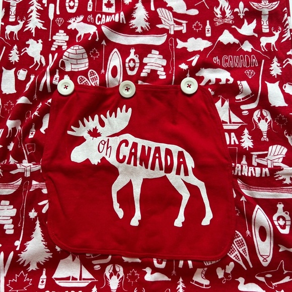 Little Blue House Long Johns Pajamas One Piece Sz L Oh Canada Red White Cotton - Picture 5 of 7